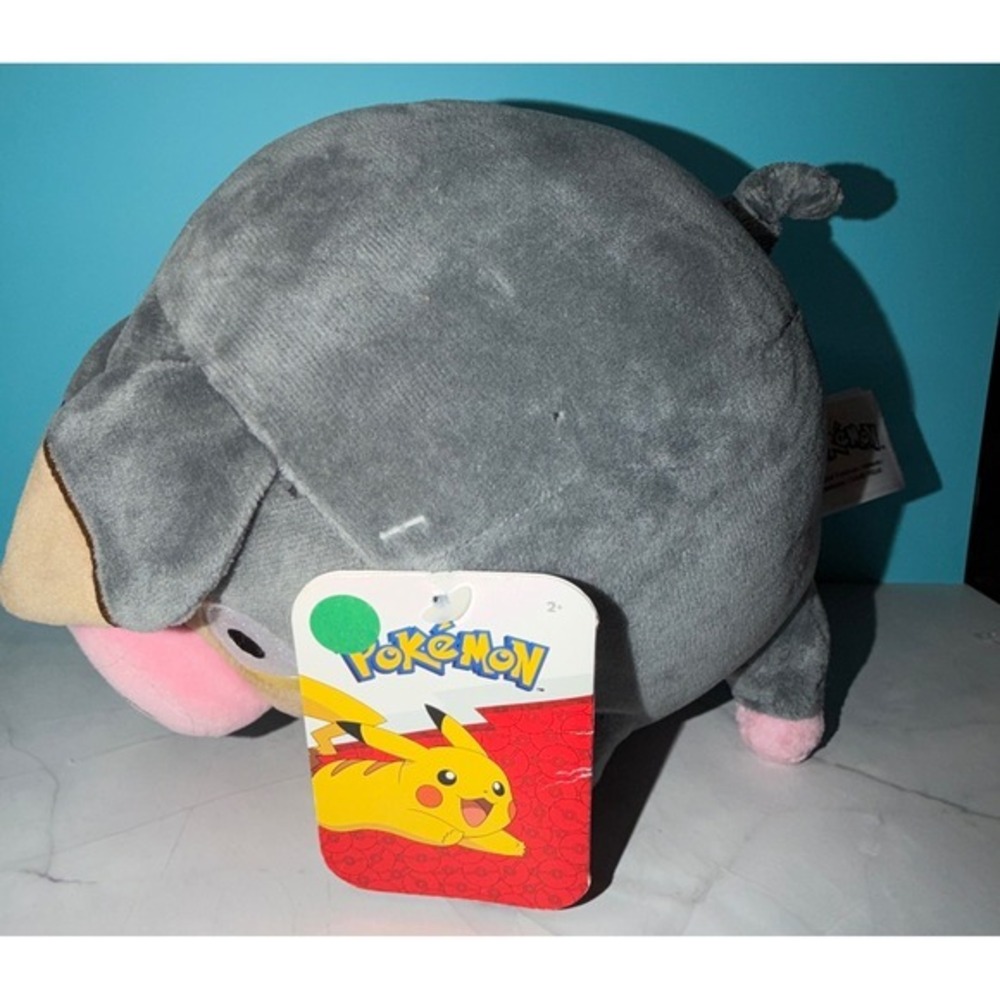 Pokemon Lechonk Plush 8 Inch Grey Pink Round Hog Stuffed Animal NWT